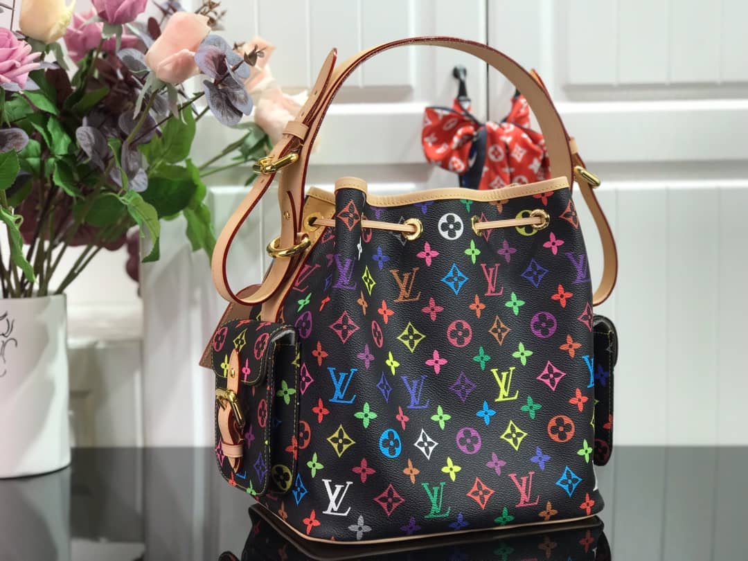 L0vis Vvtt0n Monogram Multicolor Petit Noe Replica Shoulder Bag Black M42229