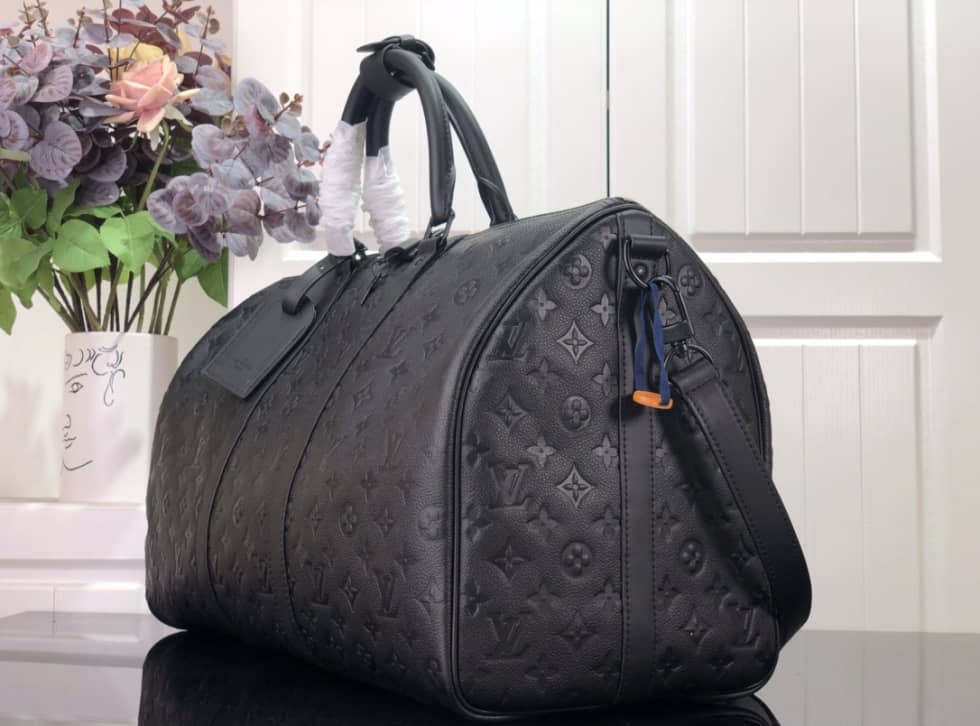 LV Duffle Bag Replica Keepall Bandoulire 50 Taurillon Monogram Black M59025