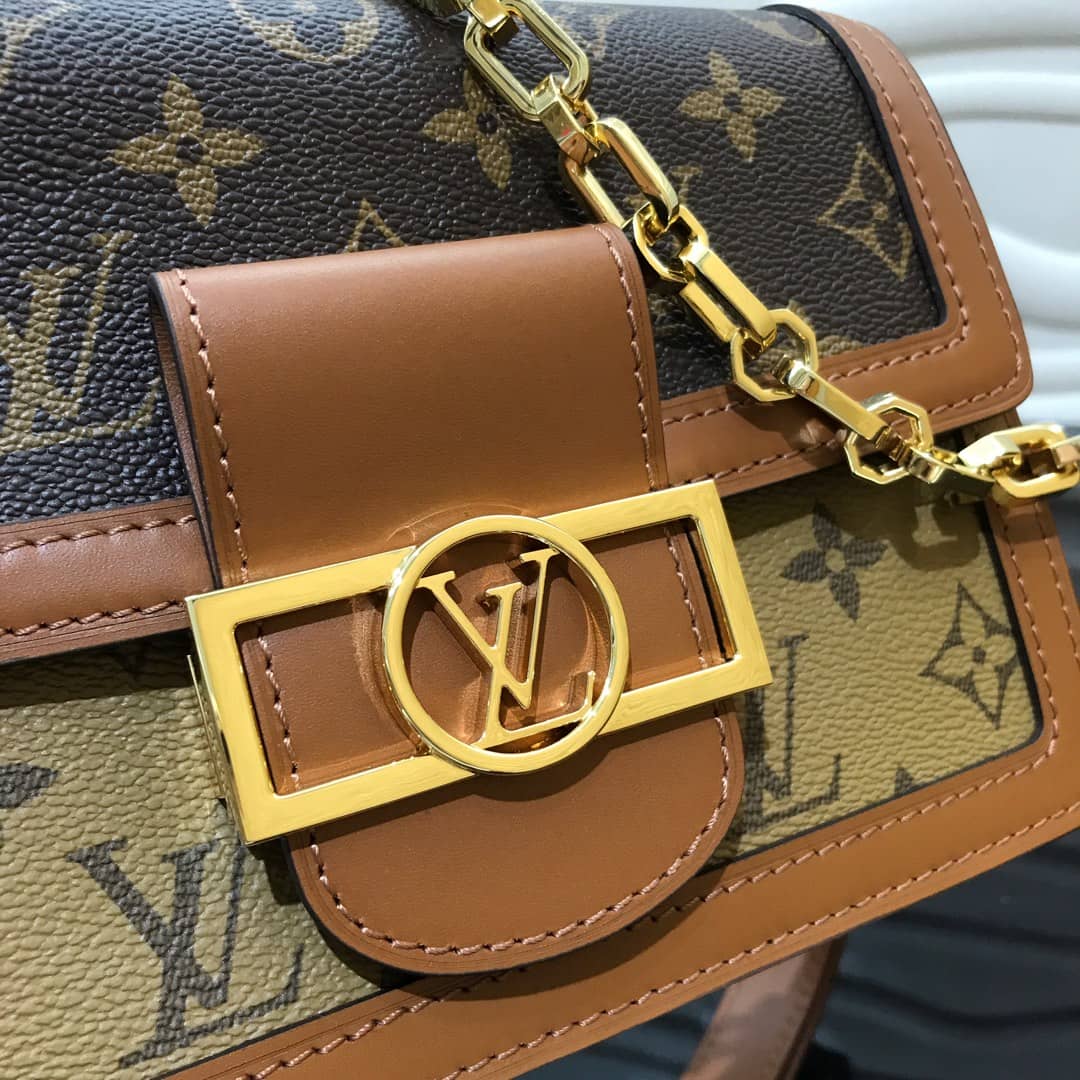 L0vis Vvtt0n Monogram Reverse Dauphine Chain Wallet Brown M45958