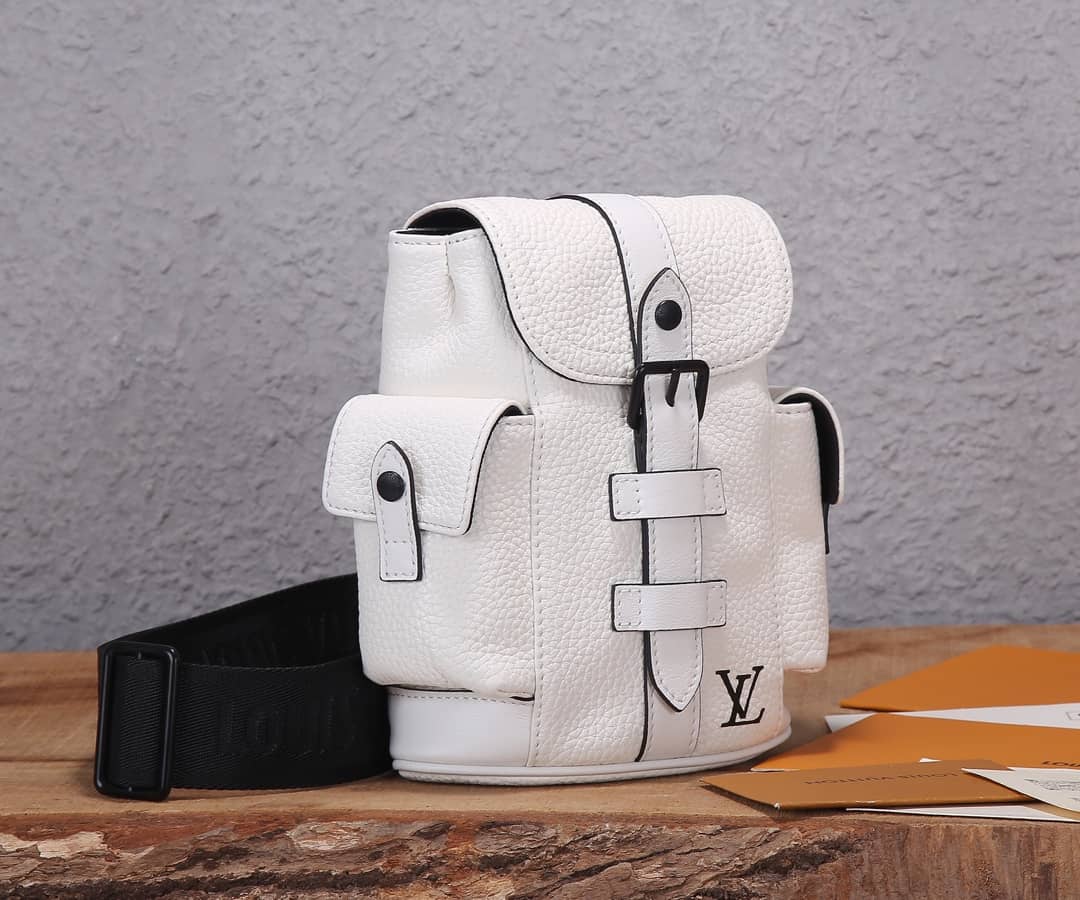 LV Backpack Replica Taurillon Leather Christopher XS White M58493
