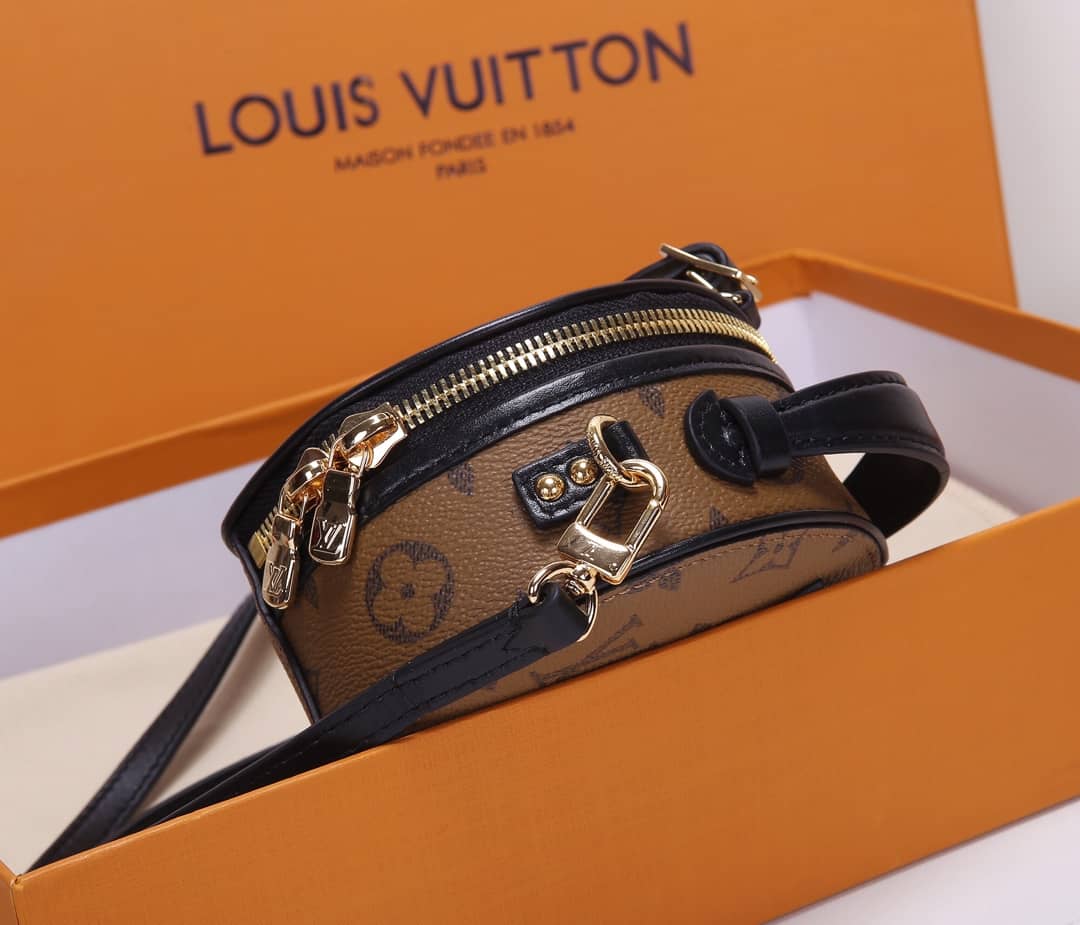 L0vis Vvtt0n Monogram Reverse Mini Boite Chapeau Replica Shoulder Bag Brown M68276