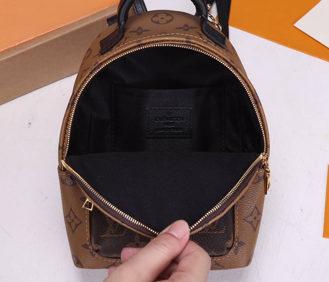 L0vis Vvtt0n Palm Spring Mini Replica Backpack Monogram Reverse Canvas Brown M44872