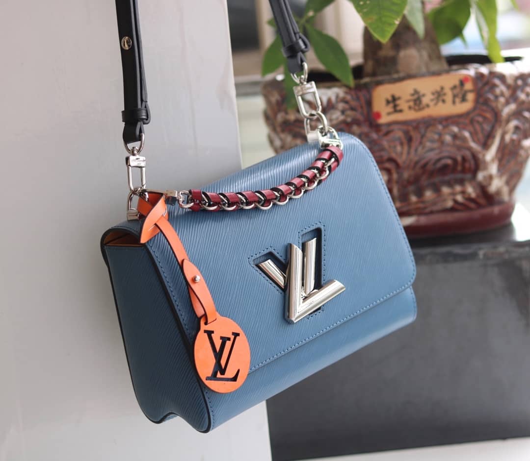 LV Tote Dupe Twist MM Crossbody Bag Replica Blue M50305