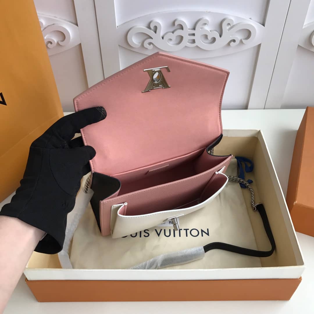 L0vis Vvtt0n MyLockMe BB Calf Chain Replica Shoulder Bag Pink White M51418