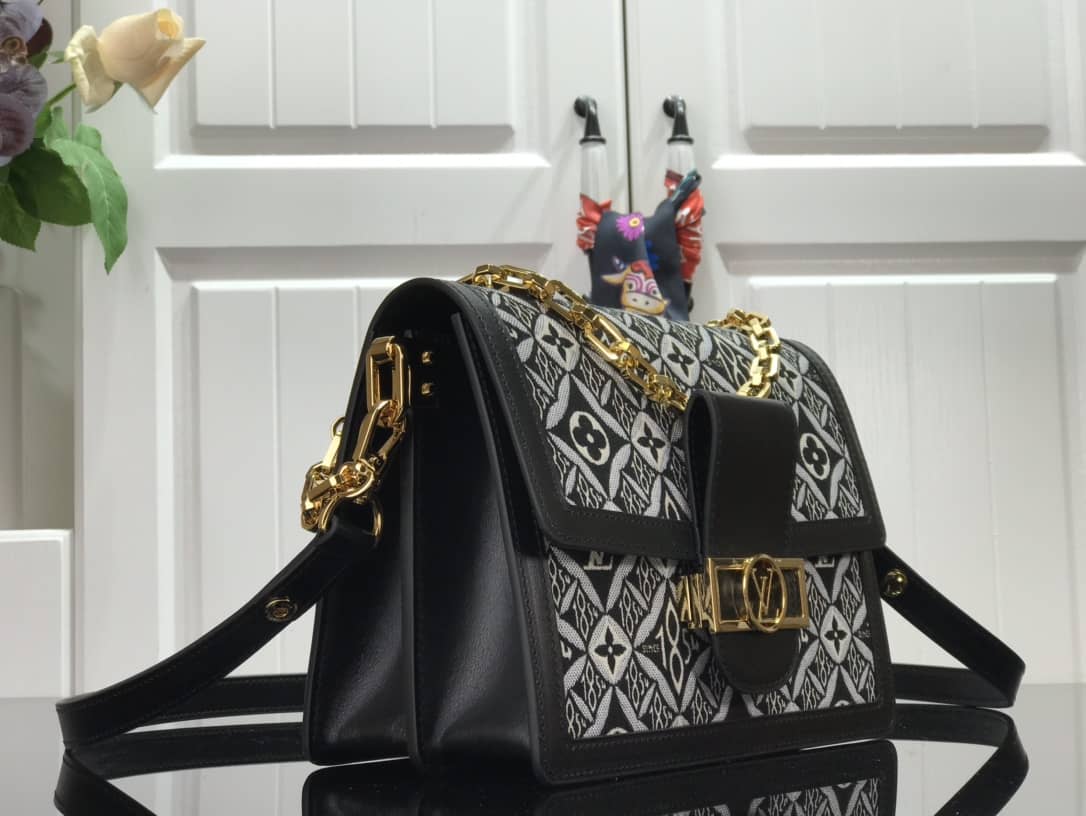 L0vis Vvtt0n Since 1854 Jacquard Pattern Dauphine MM Replica Shoulder Bag Black M57211