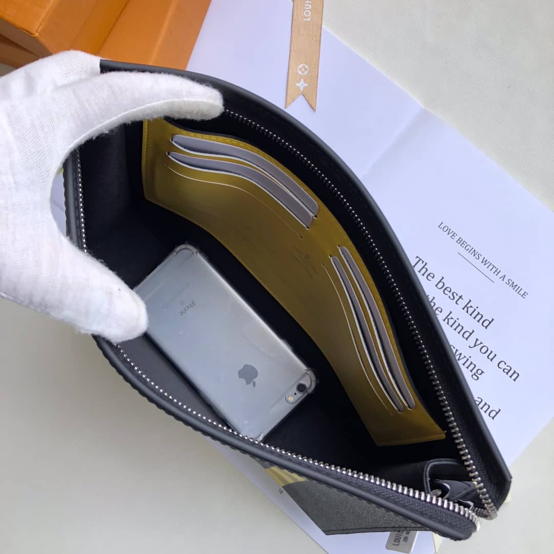 L0vis Vvtt0n Stripe Replica Pochette Voyage MM Damier Graphite Yellow N60107