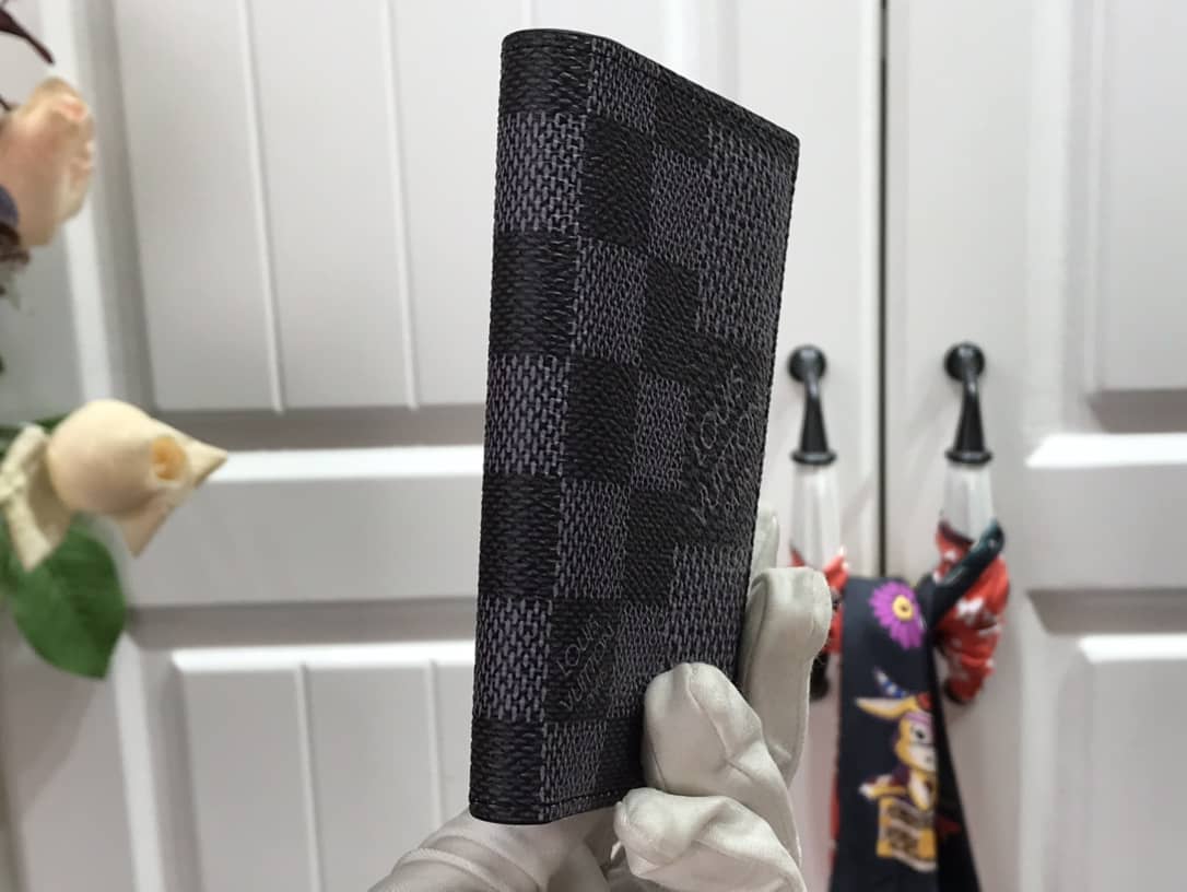 L0vis Vvtt0n Damier Graphite 3D Leather Grid Mens Card Bag Replica Black N60441