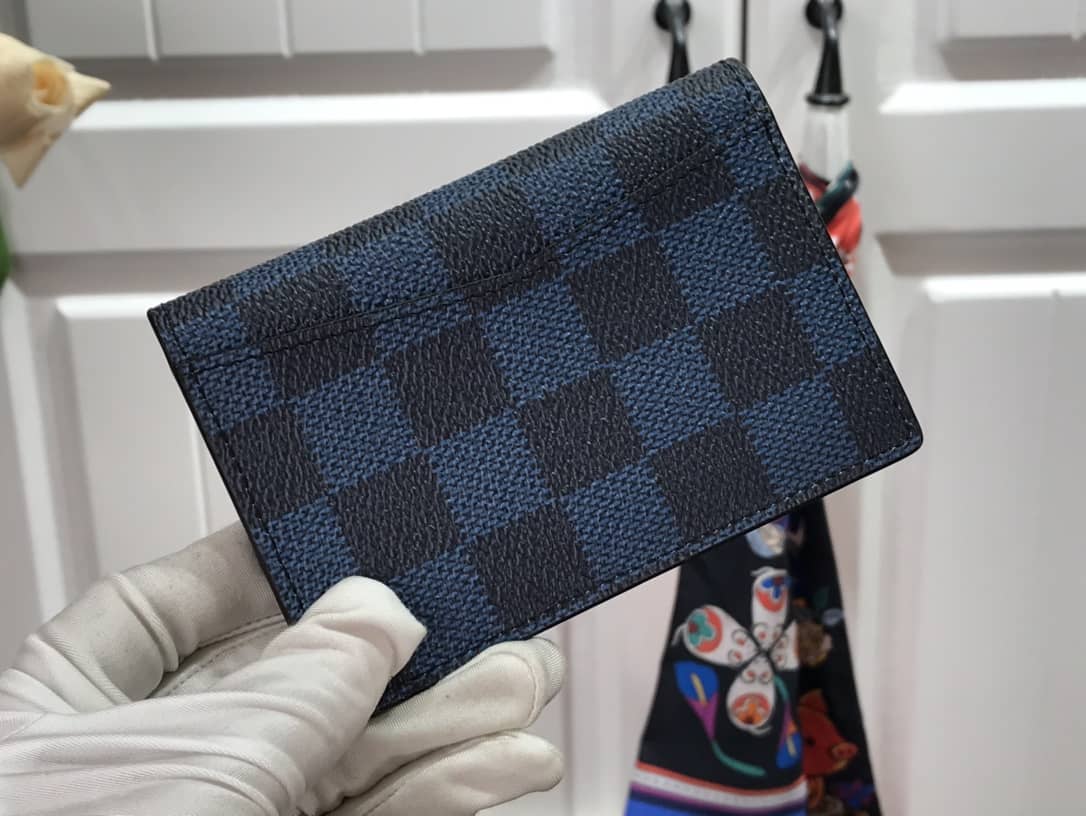 Best Replica L0vis Vvtt0n Damier Graphite 3D Leather Grid Mens Card Bag Replica Blue N60441(ColaReps)