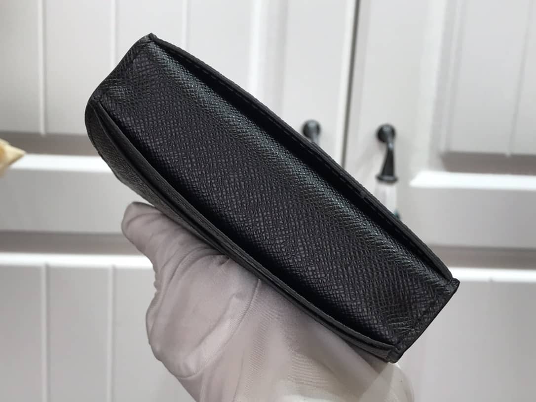 L0vis Vvtt0n Damier Graphite 3D Leather Grid Mens Card Bag Replica Black N60441