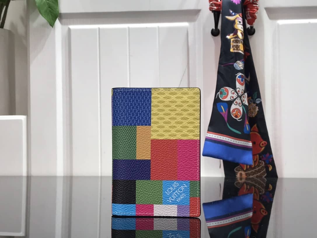 L0vis Vvtt0n Damier Graphite 3D Leather Grid Mens Card Bag Replica Colorful N60441