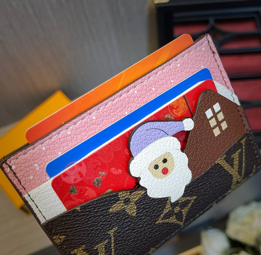 L0vis Vvtt0n Replica Monogram Canvas Card Holder Christmas Collection Blue