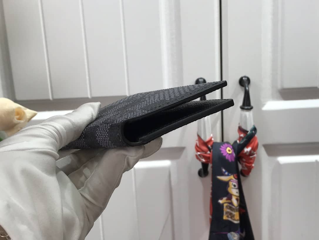 L0vis Vvtt0n Damier Graphite 3D Leather Grid Mens Card Bag Replica Black N60441