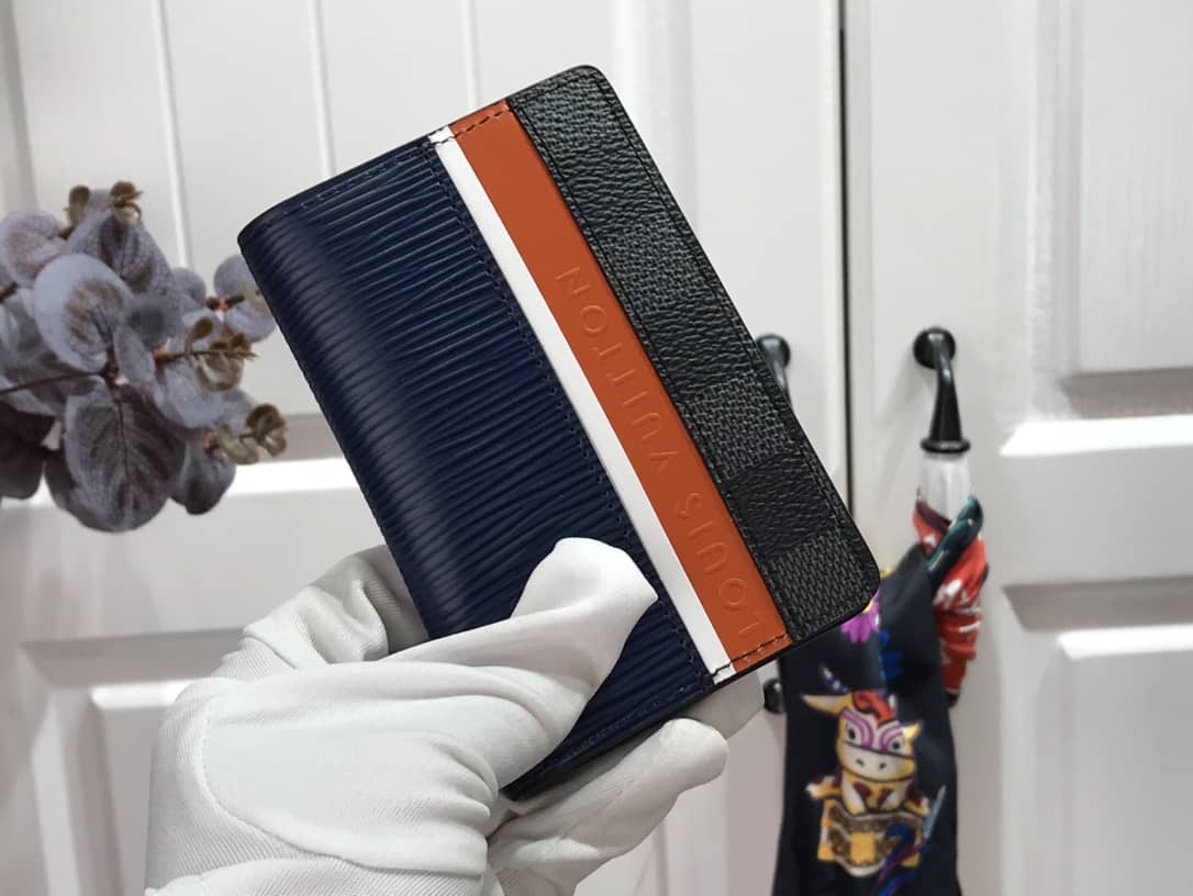 L0vis Vvtt0n Pocket Organizer Damier Graphite Epi Leather Replica Blue M69536