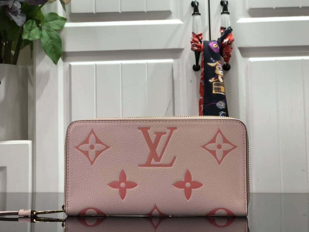 L0vis Vvtt0n Gradient Monogram Leather Zippy Wallet Replica Pink M80402