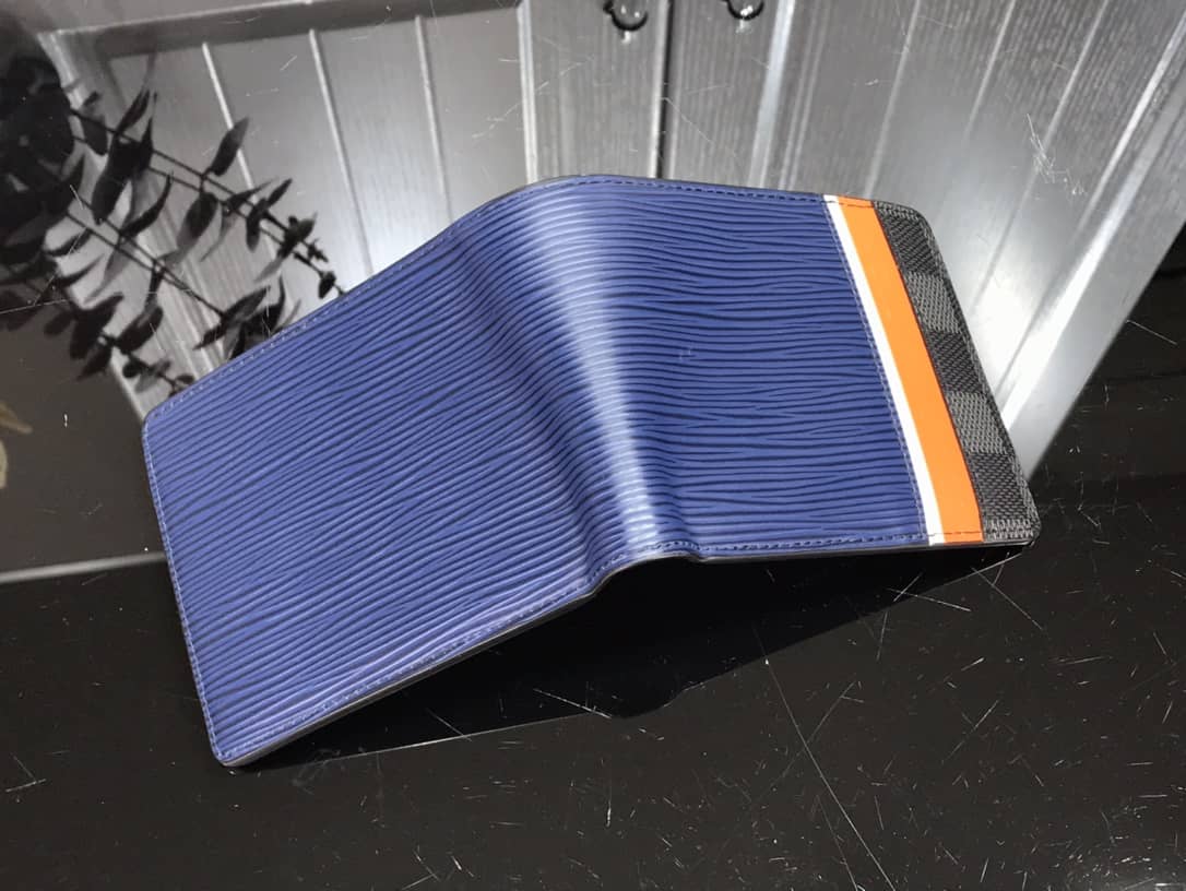 L0vis Vvtt0n Epi Damier Graphite Multiple Replica Wallet Blue M69538