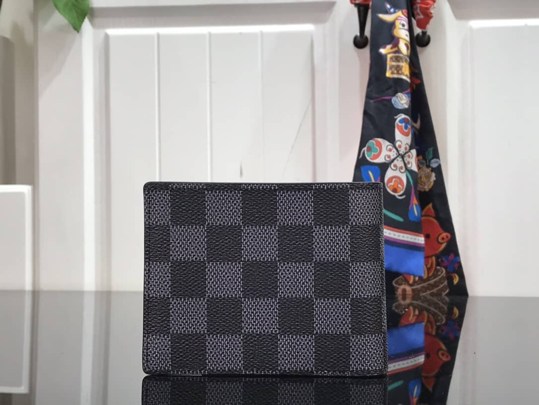 L0vis Vvtt0n Multiple Box Damier Graphite 3D Wallet Replica Black N60434