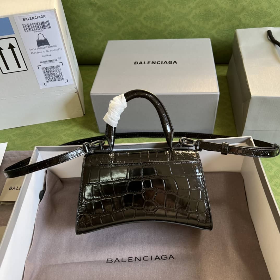 Ba1en*iaga Hourglass Leather Top Handle Replica Bag