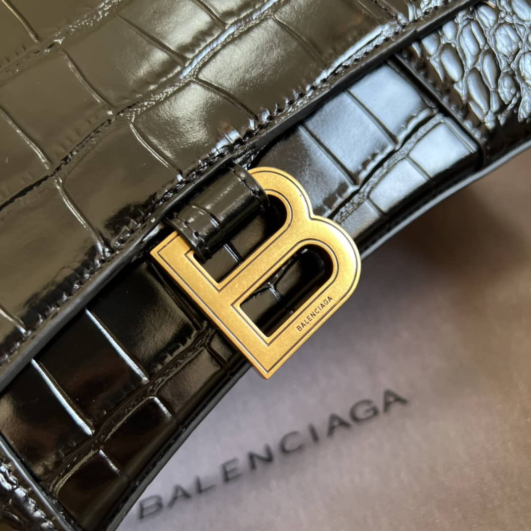 Ba1en*iaga Hourglass Leather Top Handle Replica Bag