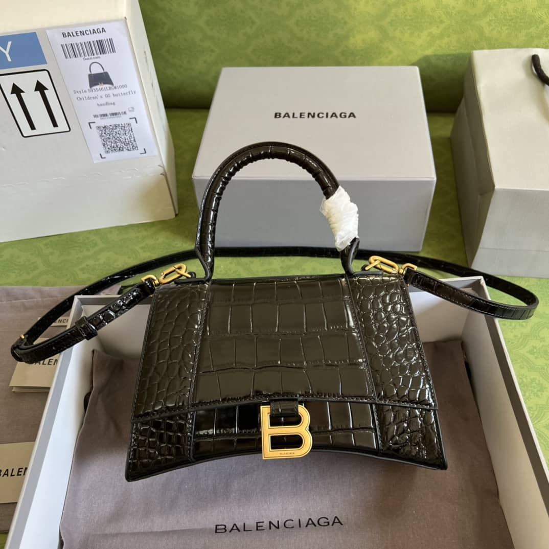 Ba1en*iaga Hourglass Leather Top Handle Replica Bag