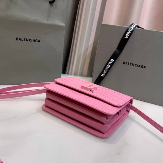 Ba1en*iaga Crocodile Embossed Box Replica Shoulder Bag