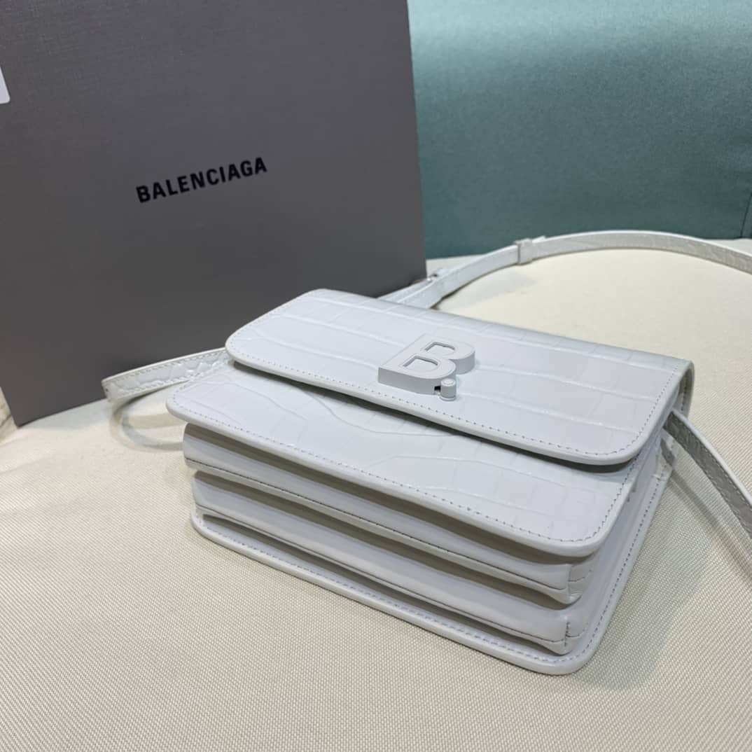 Ba1en*iaga Crocodile Embossed Box Replica Shoulder Bag