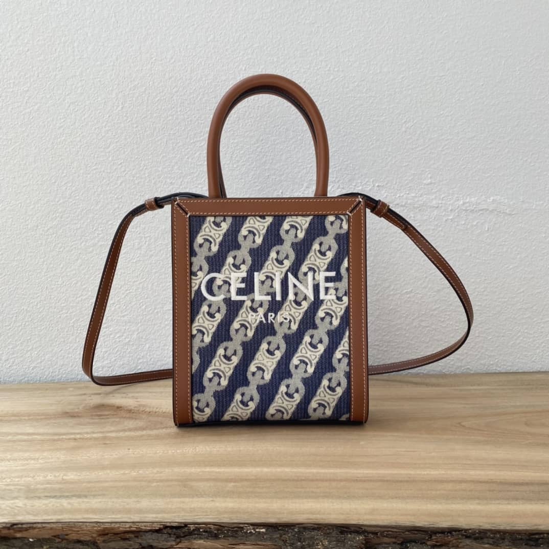 Ce1i*e Dupe  Triomphe Canvas Calfskin Mini Vertical Cabas Replica Bag