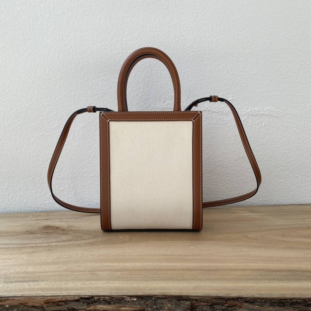Ce1i*e Dupe  Triomphe Canvas Calfskin Mini Vertical Cabas Replica Bag