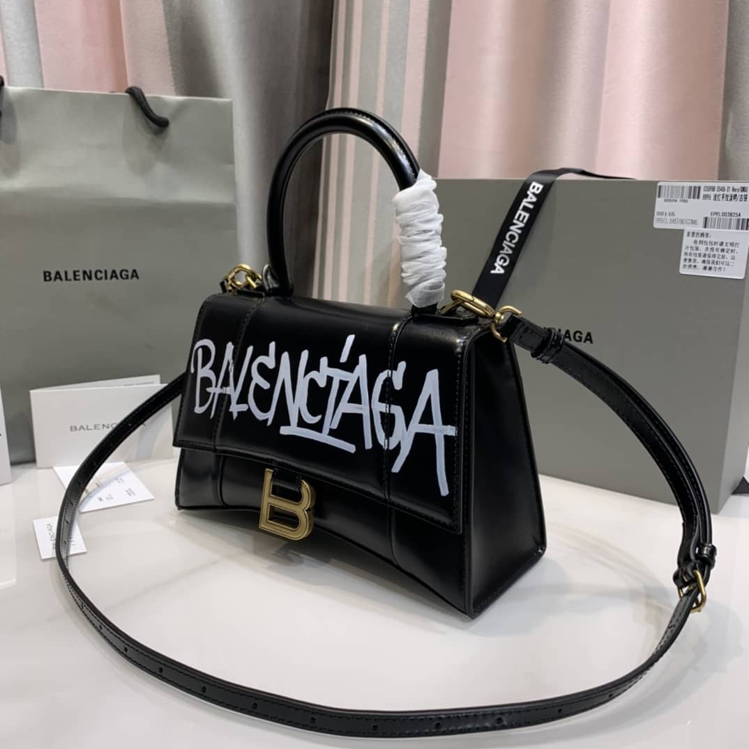 Ba1en*iaga Hourglass Leather Top Handle Replica Bag