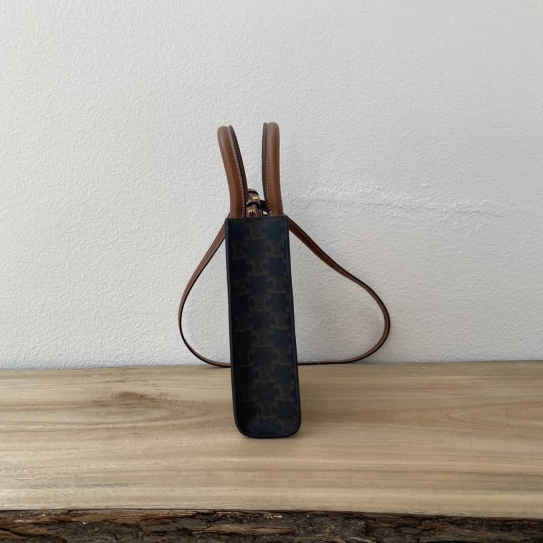 Ce1i*e Dupe  Triomphe Canvas Calfskin Mini Vertical Cabas Replica Bag