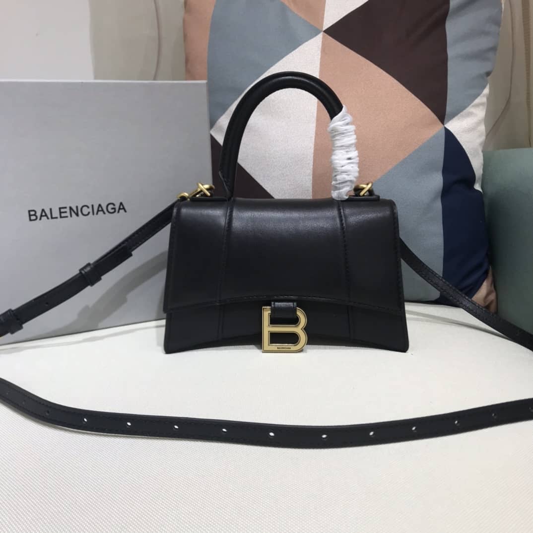 Ba1en*iaga Hourglass Leather Top Handle Replica Bag