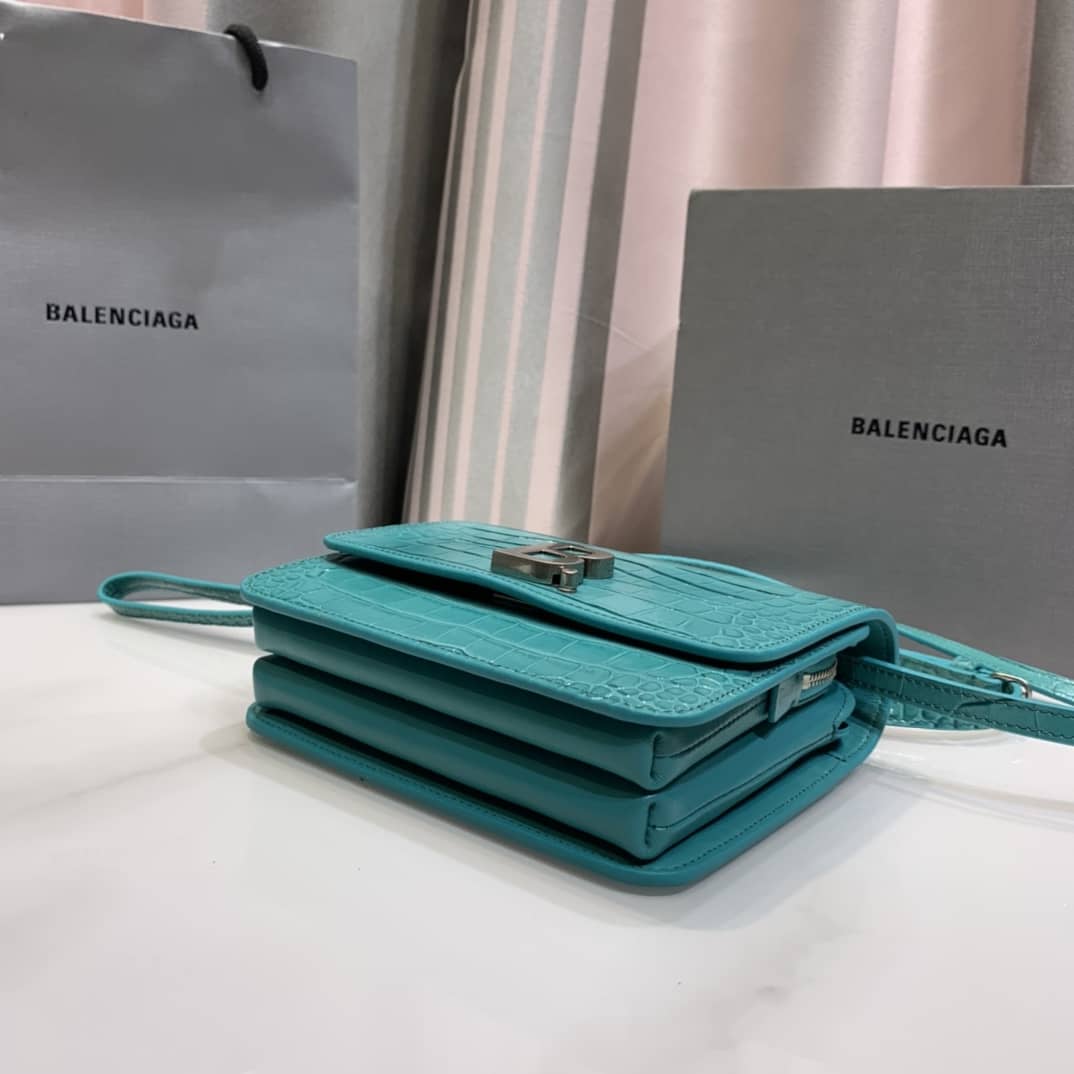 Ba1en*iaga Crocodile Embossed Box Replica Shoulder Bag