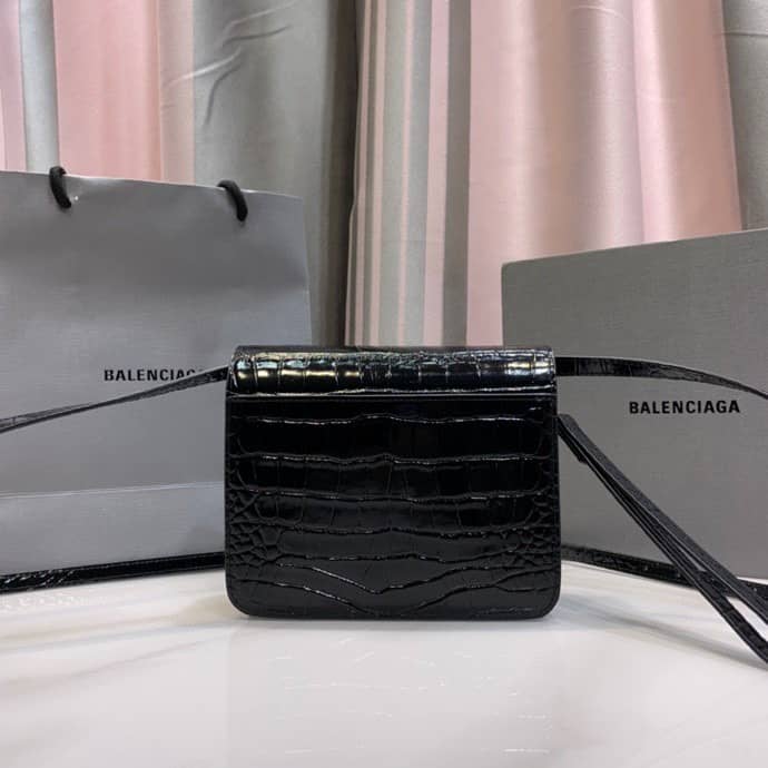 Ba1en*iaga Crocodile Embossed Box Replica Shoulder Bag