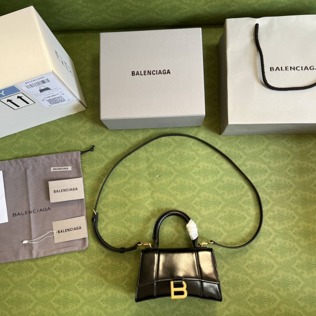 Ba1en*iaga Hourglass Leather Top Handle Replica Bag