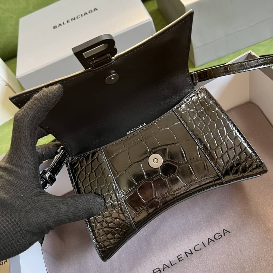 Ba1en*iaga Hourglass Leather Top Handle Replica Bag