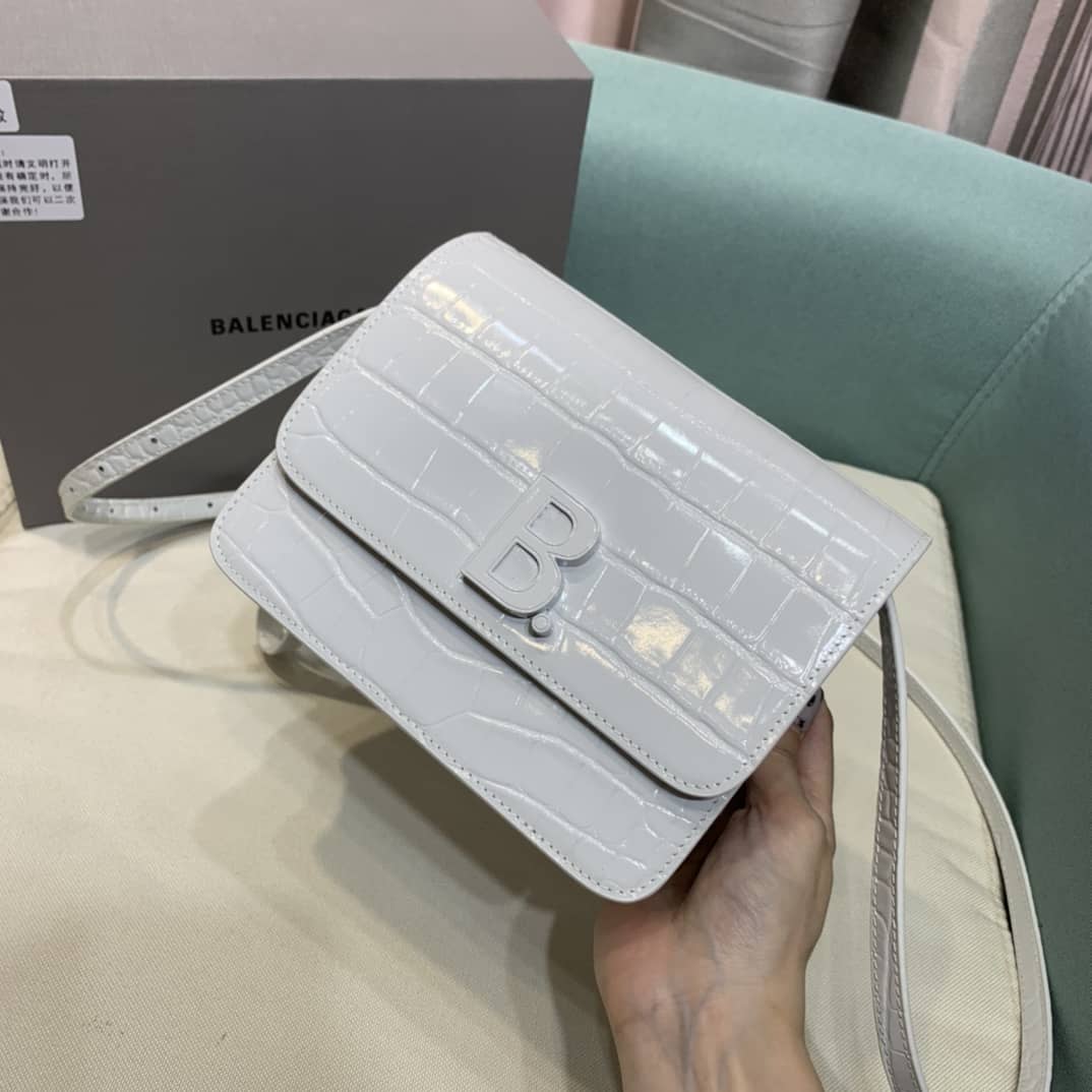 Ba1en*iaga Crocodile Embossed Box Replica Shoulder Bag