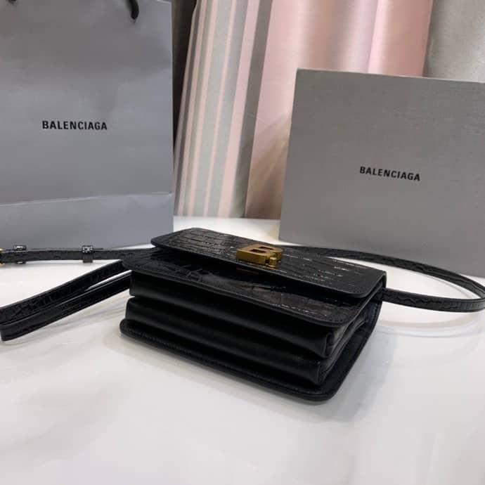Ba1en*iaga Crocodile Embossed Box Replica Shoulder Bag