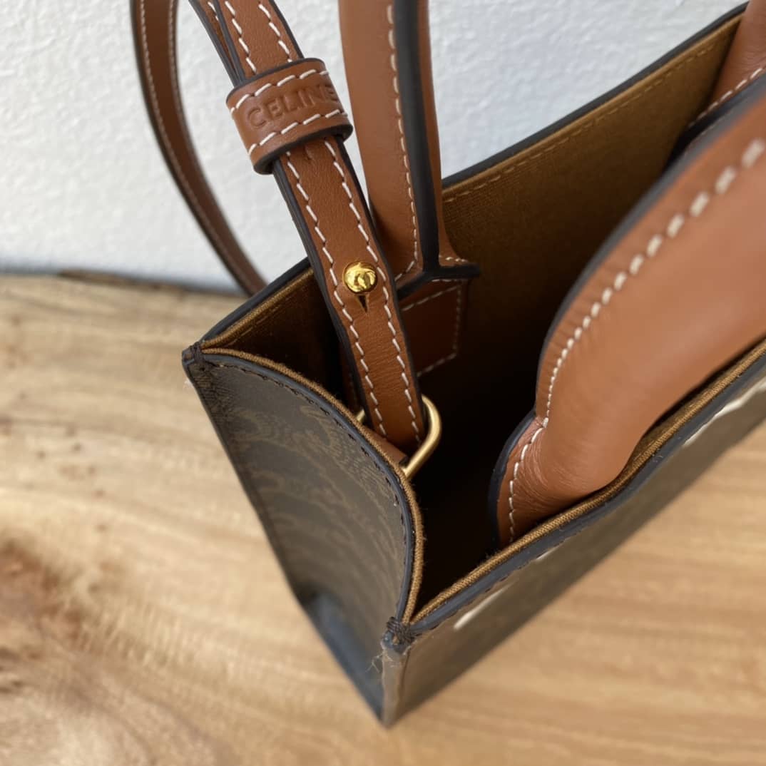 Ce1i*e Dupe  Triomphe Canvas Calfskin Mini Vertical Cabas Replica Bag