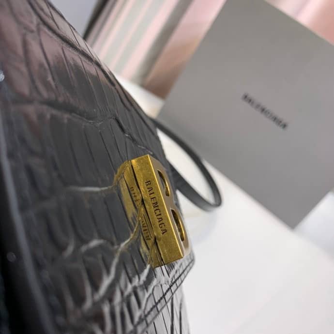 Ba1en*iaga Crocodile Embossed Box Replica Shoulder Bag