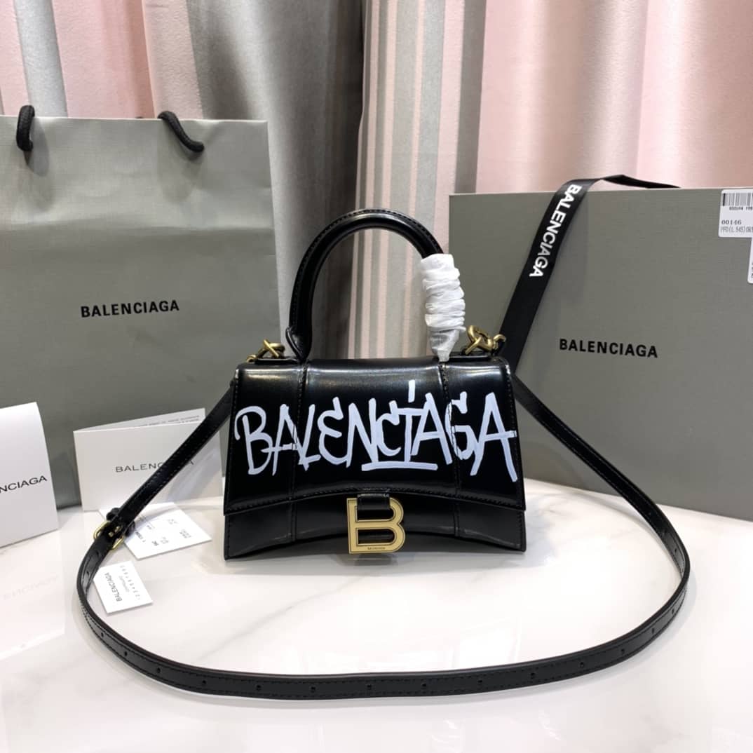 Ba1en*iaga Hourglass Leather Top Handle Replica Bag