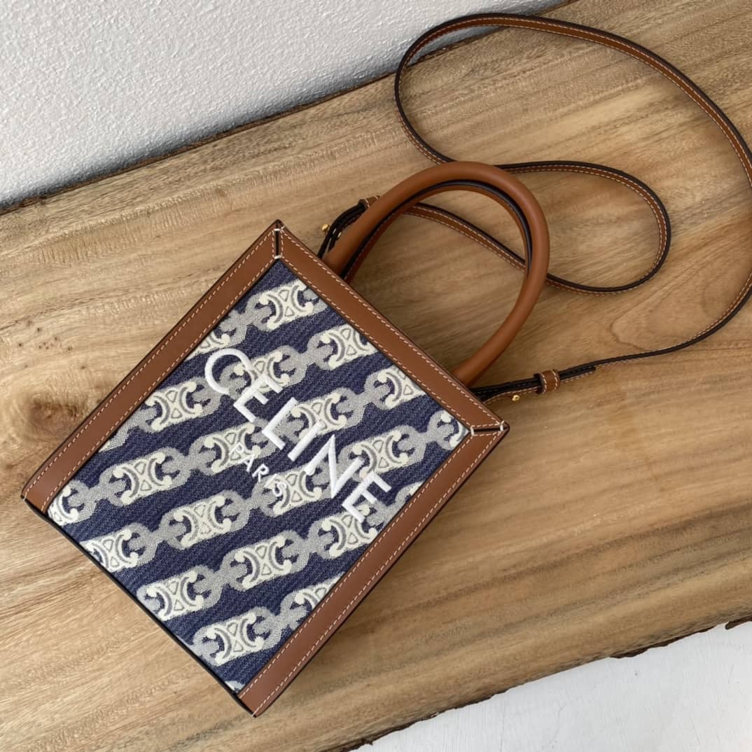 Ce1i*e Dupe  Triomphe Canvas Calfskin Mini Vertical Cabas Replica Bag