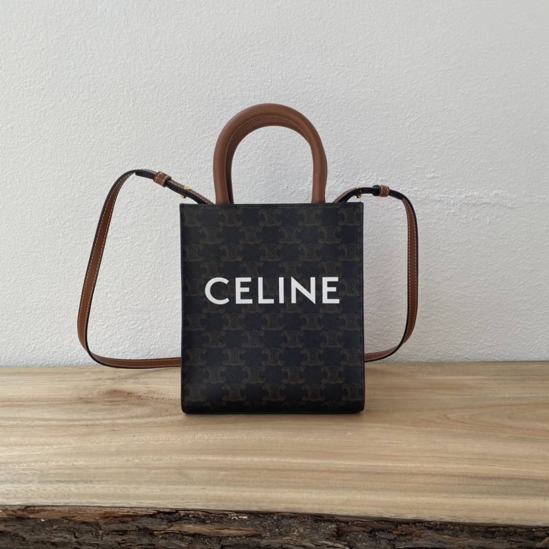 Ce1i*e Dupe  Triomphe Canvas Calfskin Mini Vertical Cabas Replica Bag