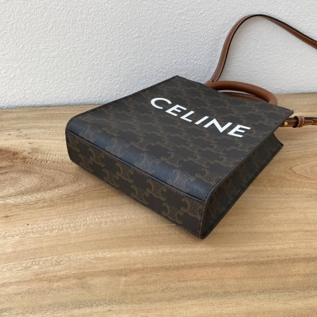 Ce1i*e Dupe  Triomphe Canvas Calfskin Mini Vertical Cabas Replica Bag