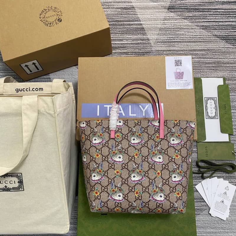 Gvc*1 Children GG Svp*me Canvas Replica Tote Brown 410812