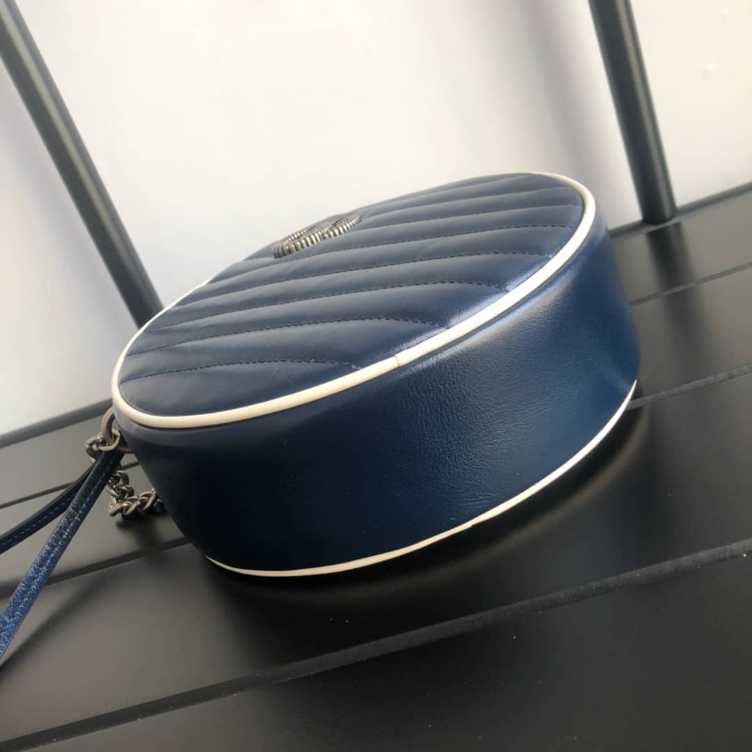 Gvc*1 GG Marmont Round Mini Shoulder Bag Replica Blue 550154