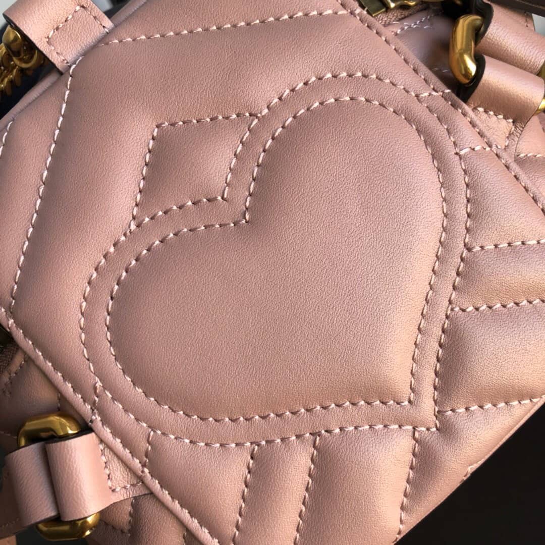 Gvc*1 GG Marmont Matelesse Mini Round Replica Backpack Pink 598594