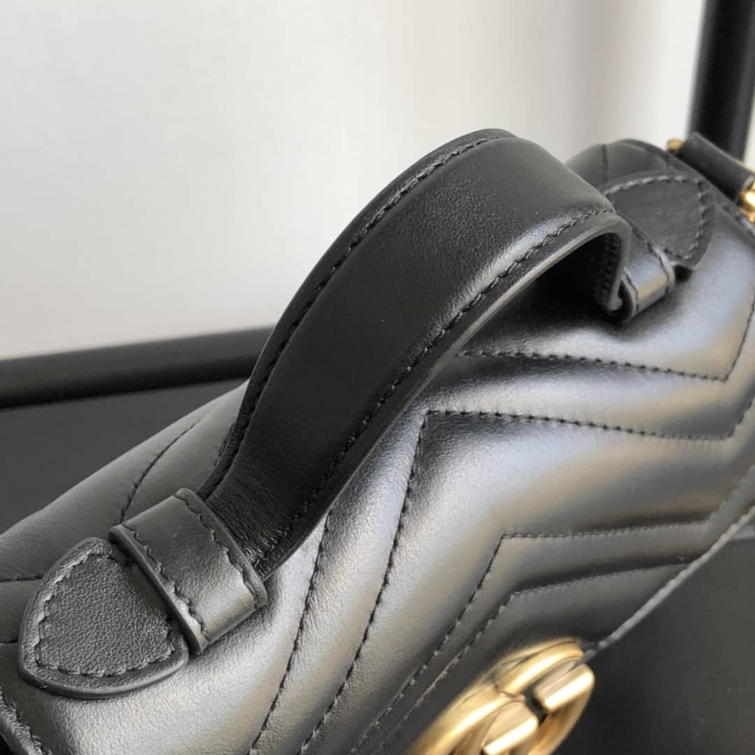 Gvc*1 GG Marmont Mini Leather Top Handle Bag Replica Black 547260