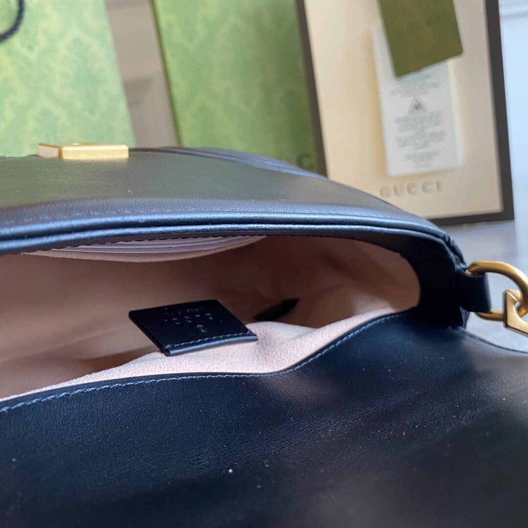 Gvc*1 GG Marmont Mini Leather Top Handle Bag Replica Black 547260