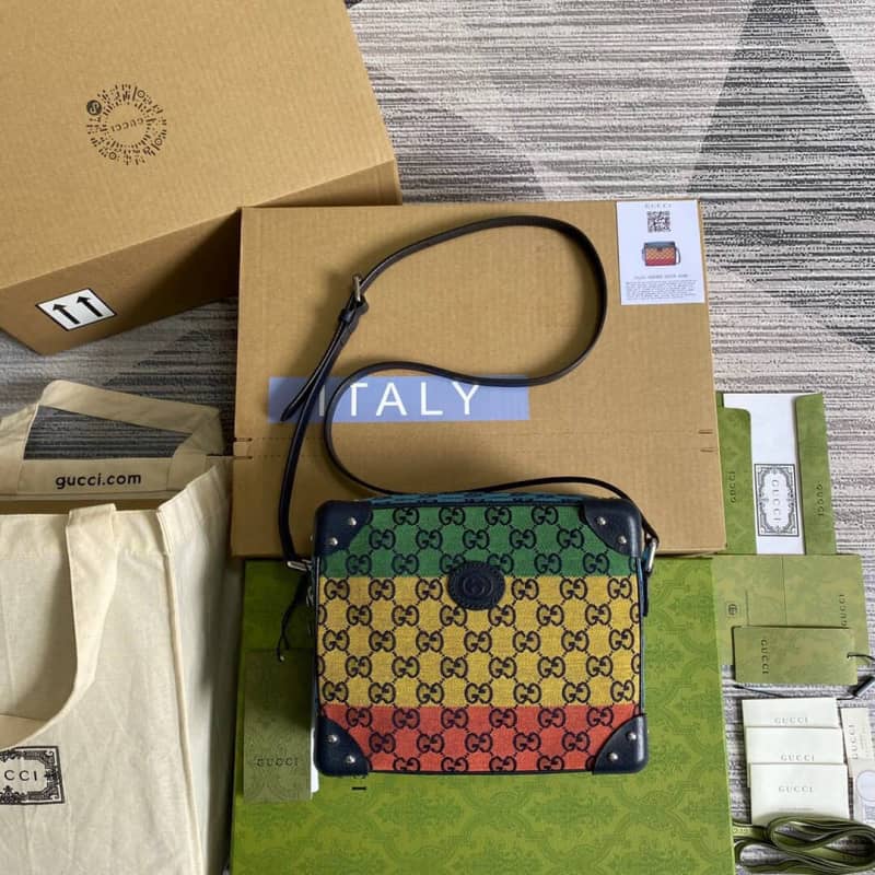 Gvc*1 GG Svp*me Leather Shoulder Bag Replica Colorful 626363