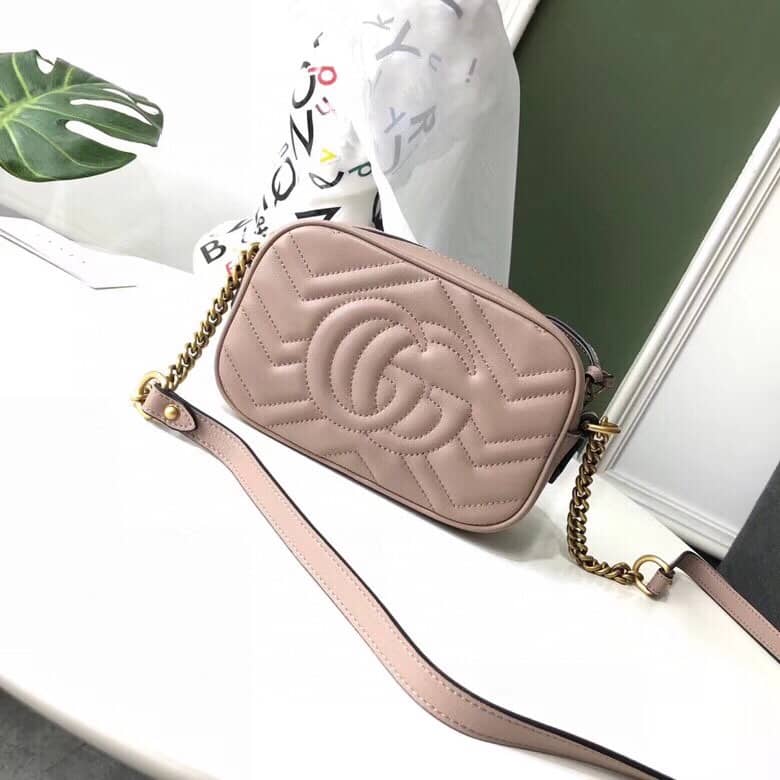 Gvc*1 GG Marmont Matelassé Mini Bag Replica Pink 448065