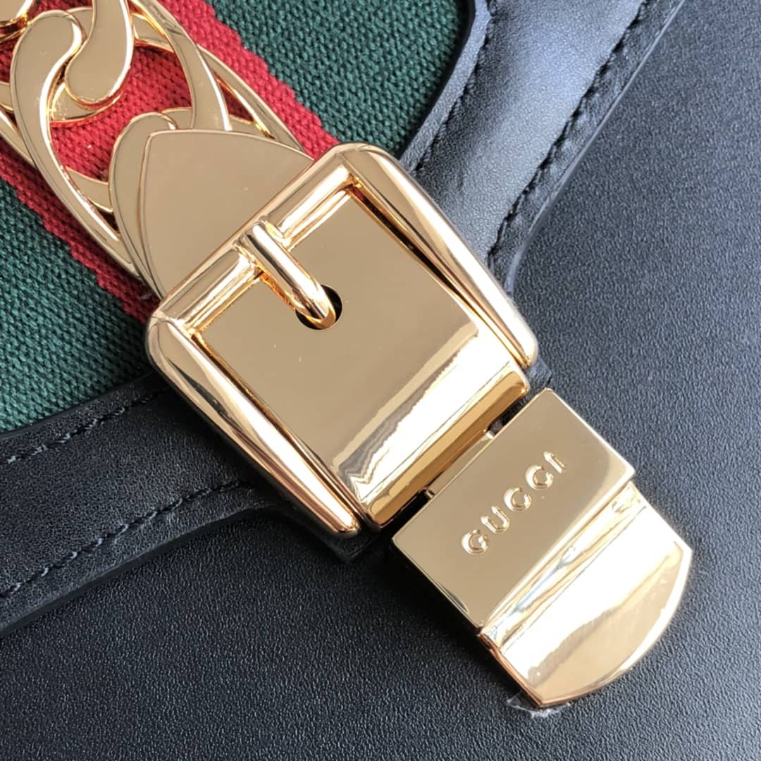 Gvc*1 Sylvie Small Leather Shoulder Bag Replica Black 421882